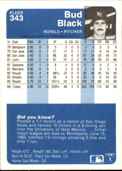 1984 Fleer Baseball Card Pick 288-584 - Picture 85 of 491