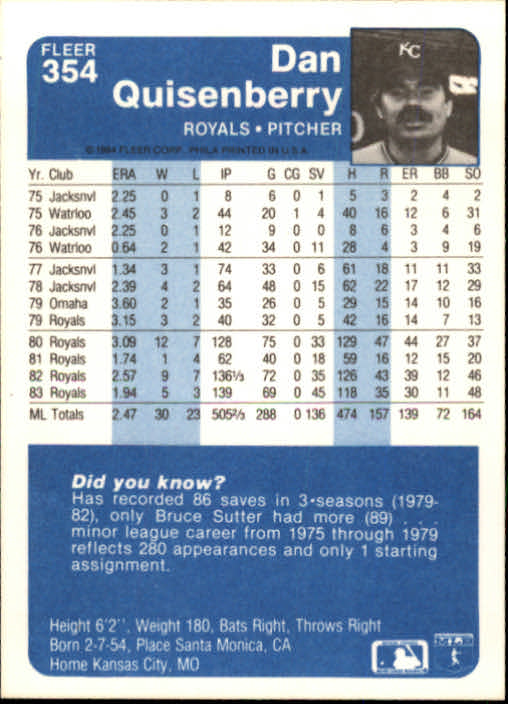 1984 Fleer Baseball Card Pick 288-584 - Picture 97 of 491