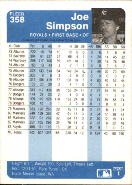 1984 Fleer Baseball Card Pick 288-584 - Picture 103 of 491