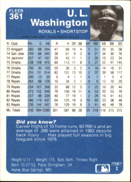1984 Fleer Baseball Card Pick 288-584 - Picture 109 of 491
