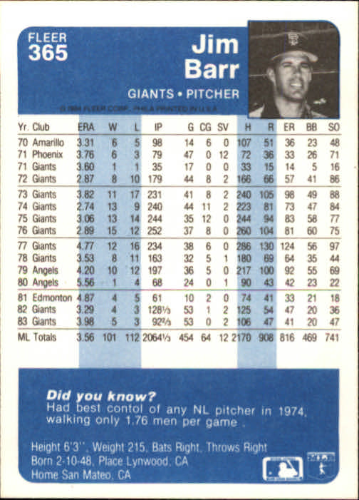1984 Fleer Baseball Card Pick 288-584 - Picture 117 of 491