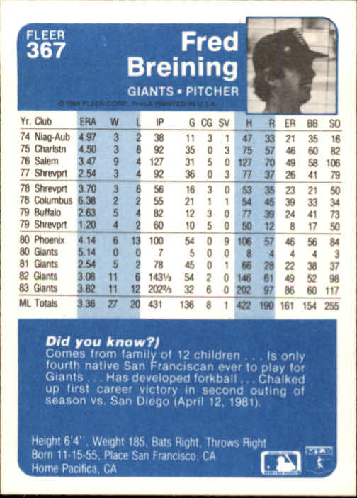 1984 Fleer Baseball Card Pick 288-584 - Picture 121 of 491