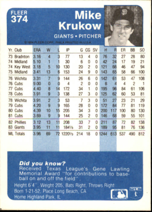 1984 Fleer Baseball Card Pick 288-584 - Picture 135 of 491