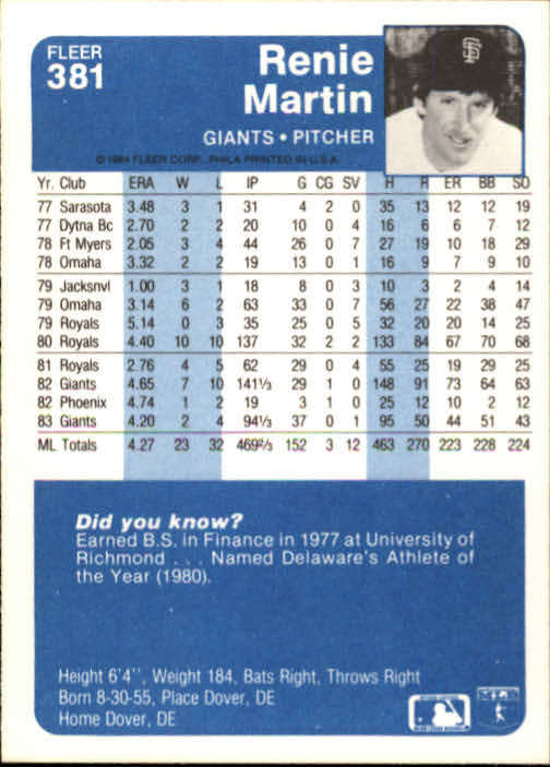 1984 Fleer Baseball Card Pick 288-584 - Picture 147 of 491