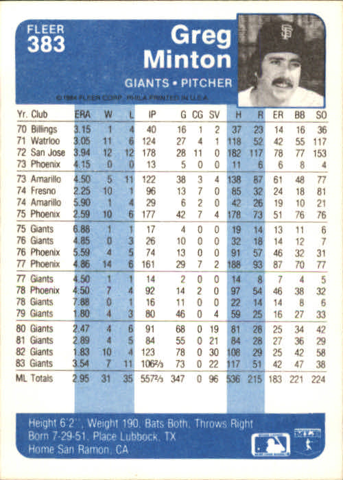 1984 Fleer Baseball Card Pick 288-584 - Picture 151 of 491