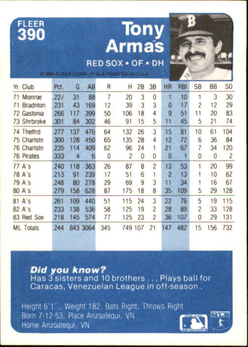 1984 Fleer Baseball Card Pick 288-584 - Picture 165 of 491