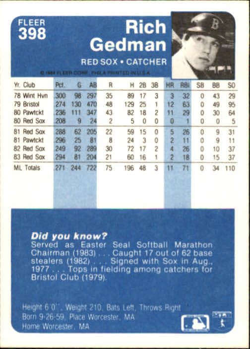 1984 Fleer Baseball Card Pick 288-584 - Picture 173 of 491
