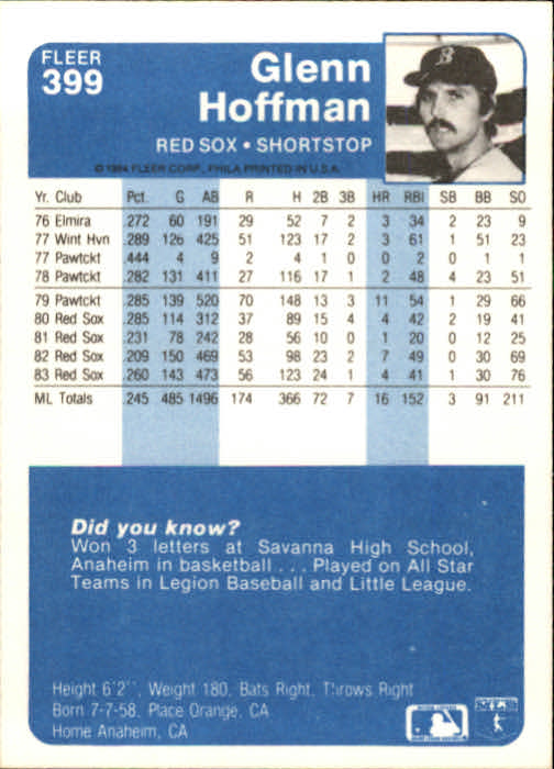 1984 Fleer Baseball Card Pick 288-584 - Picture 175 of 491