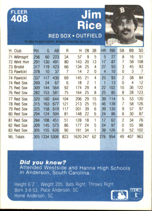 1984 Fleer Baseball Card #251-500 - Choose Your Card - Picture 303 of 487