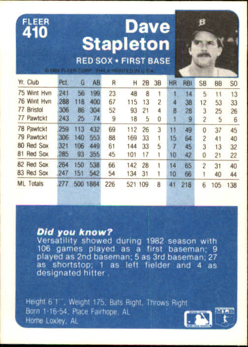 1984 Fleer Baseball Card Pick 288-584 - Picture 195 of 491