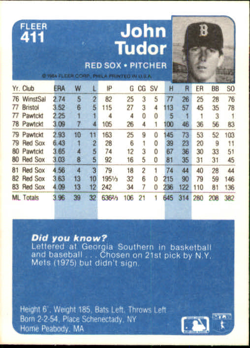 1984 Fleer Baseball Card Pick 288-584 - Picture 197 of 491