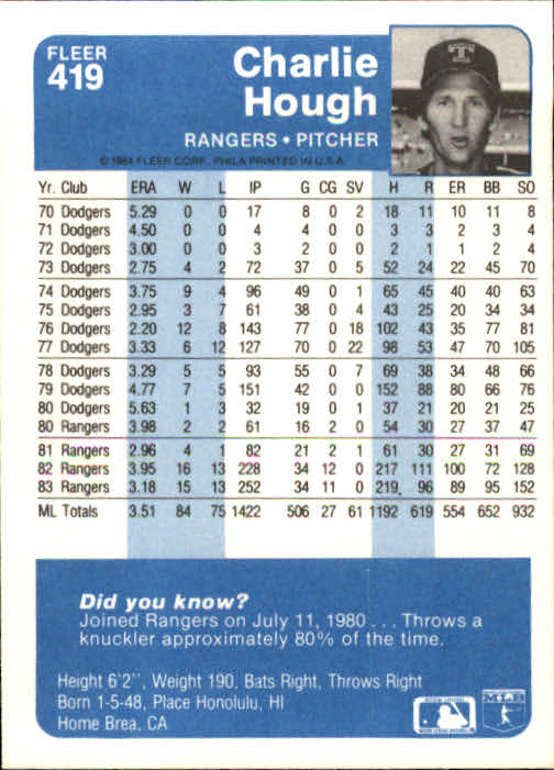 1984 Fleer Baseball Card Pick 288-584 - Picture 211 of 491