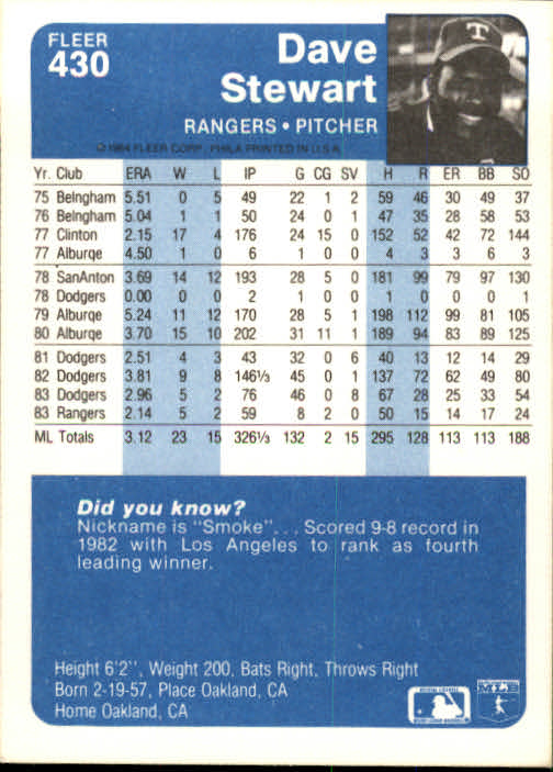 1984 Fleer Baseball Card Pick 288-584 - Picture 233 of 491
