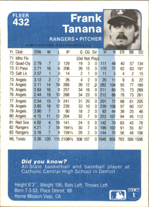 1984 Fleer Baseball Card Pick 288-584 - Picture 237 of 491
