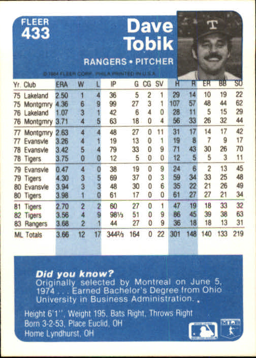 1984 Fleer Baseball Card Pick 288-584 - Picture 239 of 491