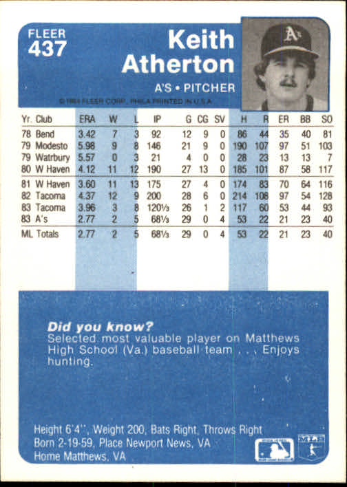 1984 Fleer Baseball Card Pick 288-584 - Picture 247 of 491