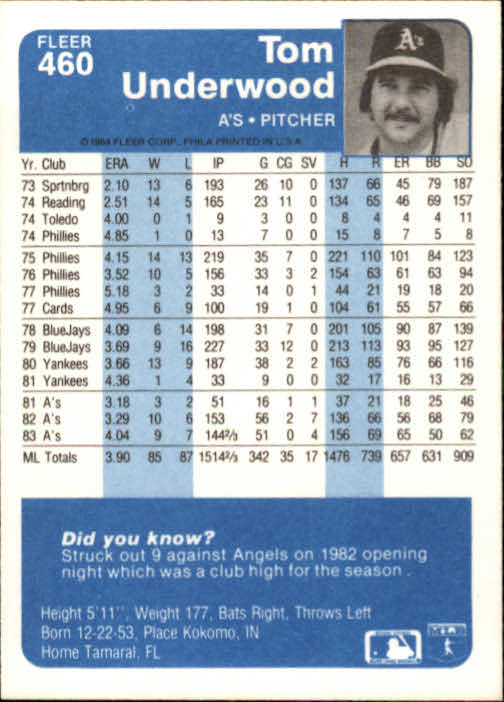 1984 Fleer Baseball Card Pick 288-584 - Picture 289 of 491