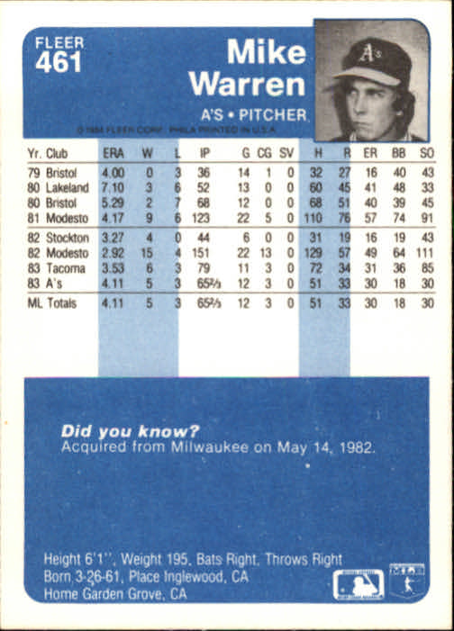 1984 Fleer Baseball Card Pick 288-584 - Picture 291 of 491