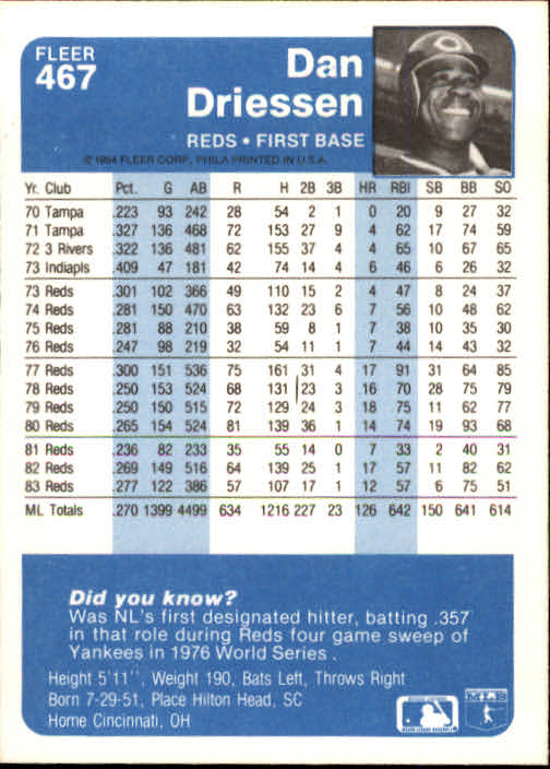 1984 Fleer Baseball Card Pick 288-584 - Picture 301 of 491