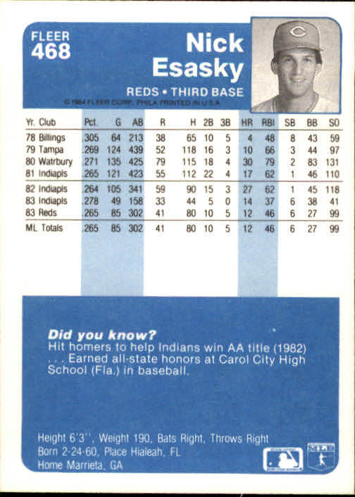 1984 Fleer Baseball Card Pick 288-584 - Picture 303 of 491
