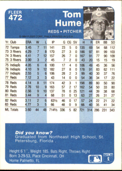 1984 Fleer Baseball Card Pick 288-584 - Picture 311 of 491