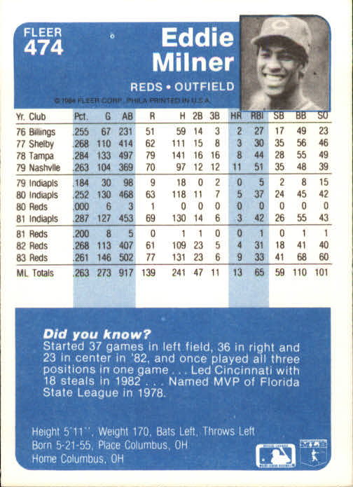 1984 Fleer Baseball Card Pick 288-584 - Picture 315 of 491
