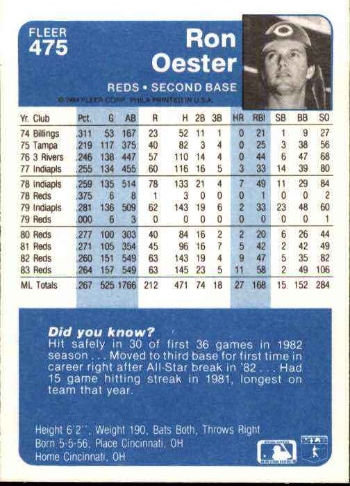 1984 Fleer Baseball Card Pick 288-584 - Picture 317 of 491