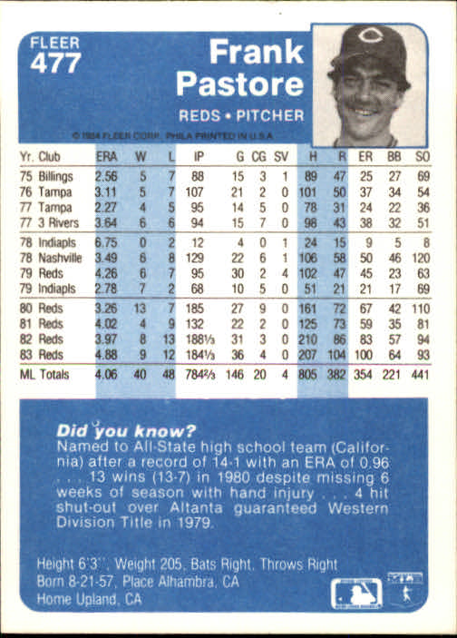 1984 Fleer Baseball Card Pick 288-584 - Picture 321 of 491