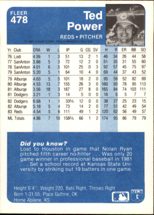1984 Fleer Baseball Card Pick 288-584 - Picture 323 of 491
