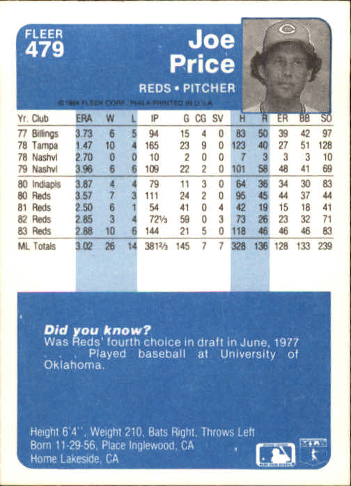 1984 Fleer Baseball Card Pick 288-584 - Picture 325 of 491