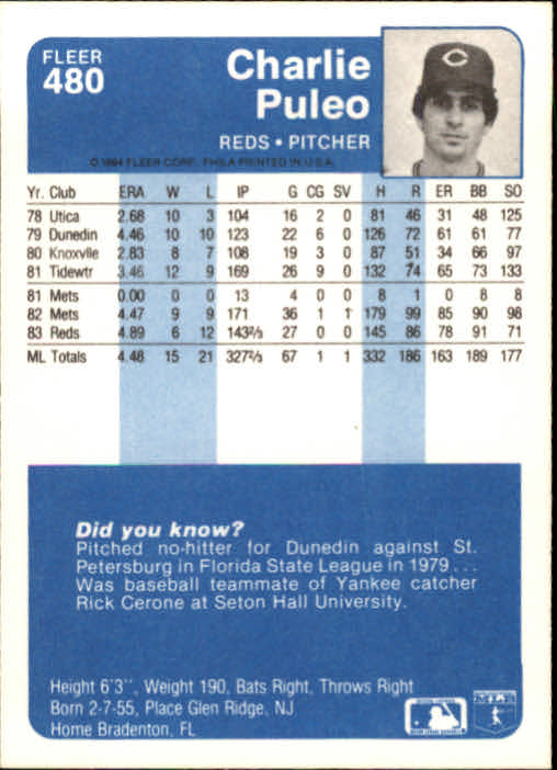1984 Fleer Baseball Card Pick 288-584 - Picture 327 of 491
