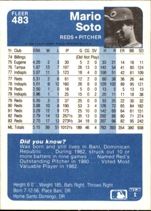 1984 Fleer Baseball Card Pick 288-584 - Picture 331 of 491