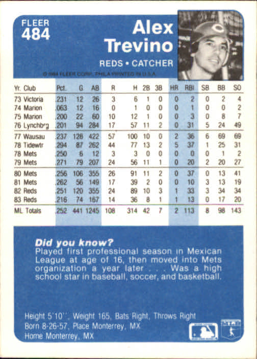 1984 Fleer Baseball Card Pick 288-584 - Picture 333 of 491