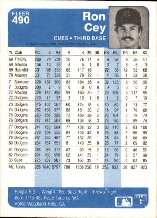 1984 Fleer Baseball Card Pick 288-584 - Picture 339 of 491