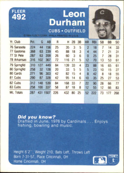 1984 Fleer Baseball Card Pick 288-584 - Picture 343 of 491