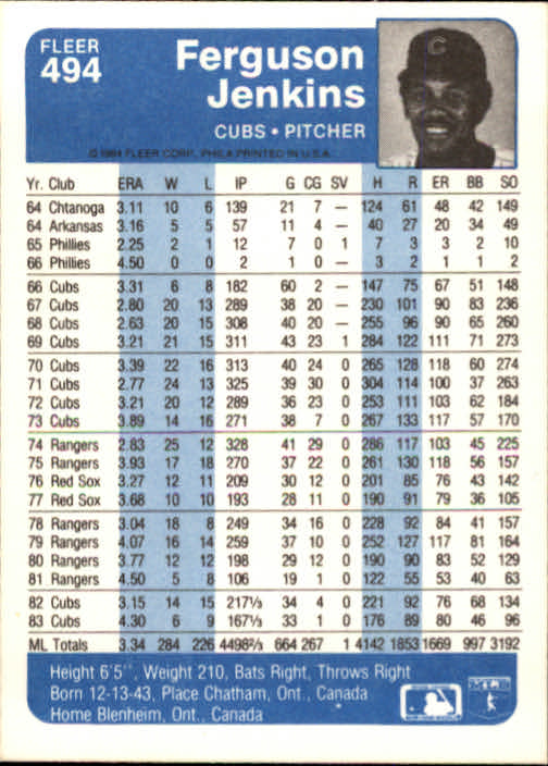 1984 Fleer Baseball Card #251-500 - Choose Your Card - Picture 475 of 487