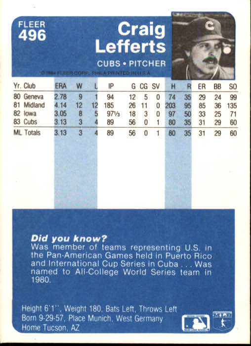 1984 Fleer Baseball Card Pick 288-584 - Picture 347 of 491