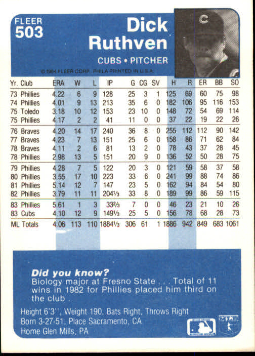 1984 Fleer Baseball Card Pick 288-584 - Picture 361 of 491