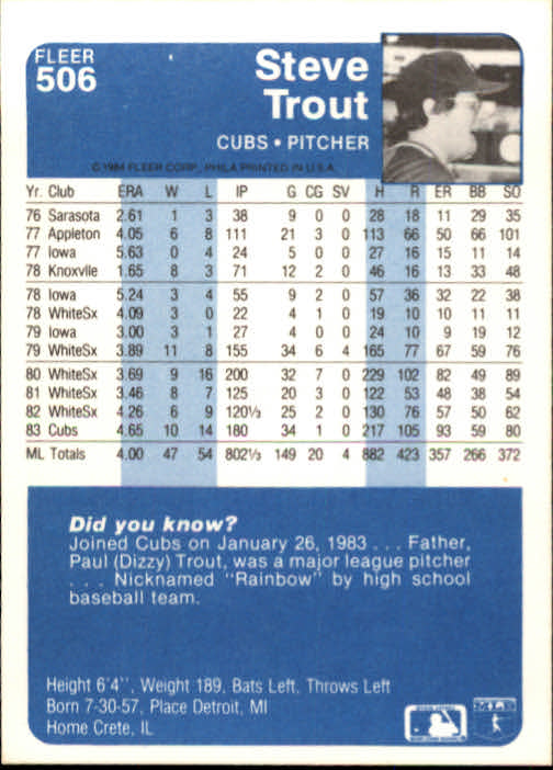 1984 Fleer Baseball Card Pick 288-584 - Picture 363 of 491