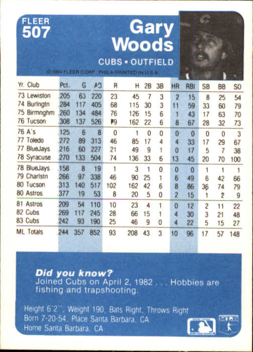 1984 Fleer Baseball Card Pick 288-584 - Picture 365 of 491