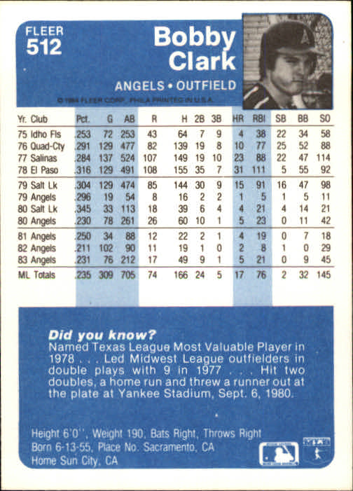 1984 Fleer Baseball Card Pick 288-584 - Picture 373 of 491