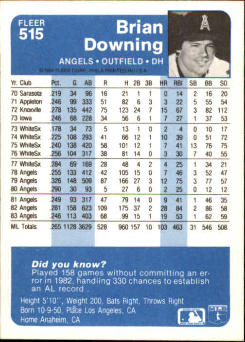 1984 Fleer Baseball Card Pick 288-584 - Picture 379 of 491