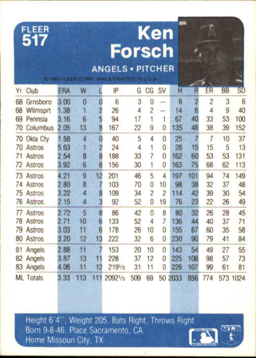 1984 Fleer Baseball Card Pick 288-584 - Picture 383 of 491