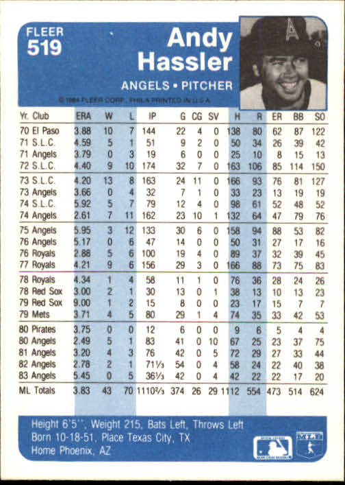 1984 Fleer Baseball Card Pick 288-584 - Picture 387 of 491
