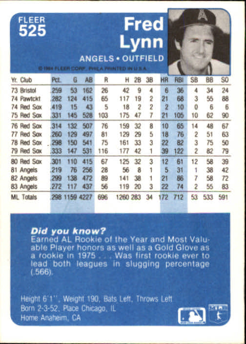 1984 Fleer Baseball Card Pick 288-584 - Picture 397 of 491