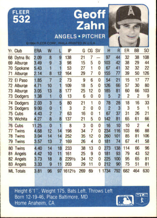 1984 Fleer Baseball Card Pick 288-584 - Picture 407 of 491