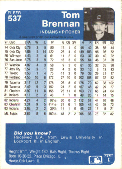 1984 Fleer Baseball Card Pick 288-584 - Picture 415 of 491
