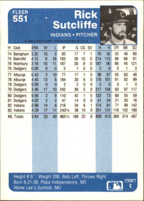 1984 Fleer Baseball Card Pick 288-584 - Picture 441 of 491