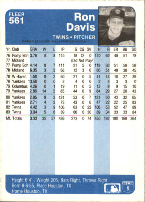 1984 Fleer Baseball Card Pick 288-584 - Picture 459 of 491