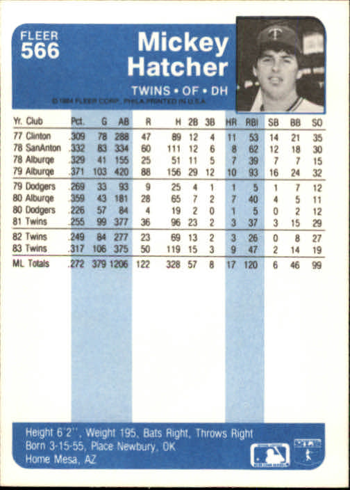 1984 Fleer Baseball Card Pick 288-584 - Picture 469 of 491